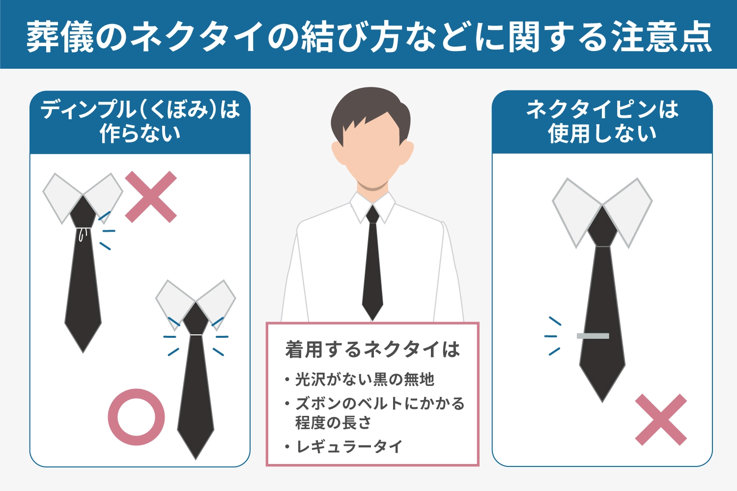 葬儀のネクタイの結び方　注意点