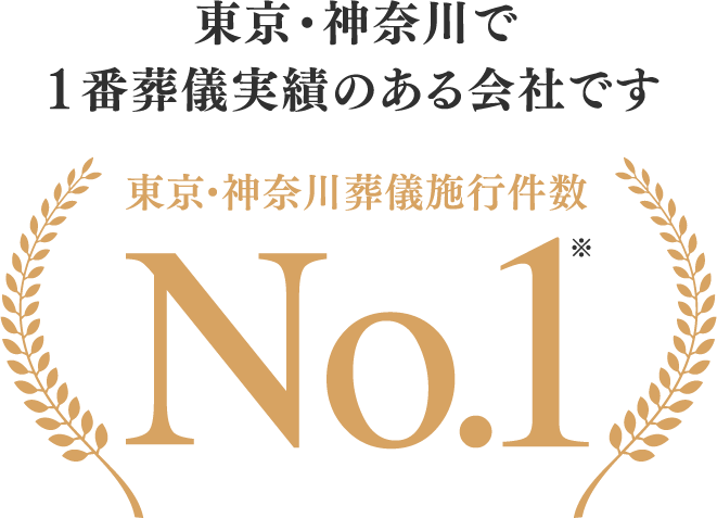 東京・神奈川で1番葬儀実績のある会社です 東京・神奈川葬儀施行件数No.12022年2月期 指定領域における市場調査(日本マーケティングリサーチ機構調べ)